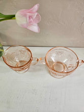 Load image into Gallery viewer, Sharon Cabbage Rose Pink Depression Glass Open Cream and Sugar Set 24 35
