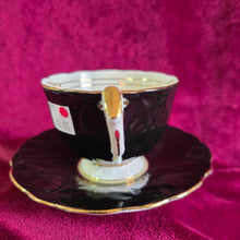 Load image into Gallery viewer, Aynsley Black and Gold Teacup and Saucer Bone China #001
