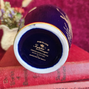 Imperia Limoges Cobalt Vase Iris Motif w 22K Gold 028