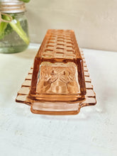 Load image into Gallery viewer, Pink Depression Glass Rectangular Covered Butter Dish 42408

