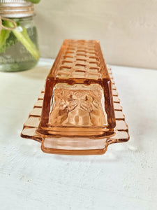 Pink Depression Glass Rectangular Covered Butter Dish 42408