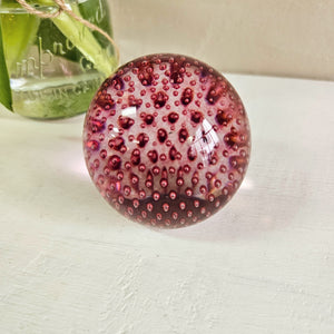 Cranberry Bubble Glass Paperweight 42107