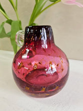 Load image into Gallery viewer, Cranberry Art Vase with Glass Handle 24 33
