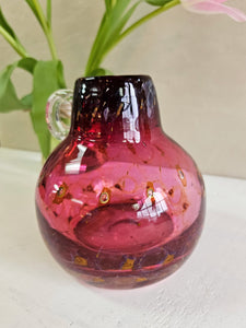 Cranberry Art Vase with Glass Handle 24 33
