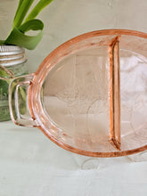 Load image into Gallery viewer, Jeannette Glass Floral Poinsettia Pink Depression Glass 2 Part Condiment Dish 24 35

