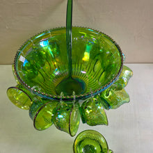 Load image into Gallery viewer, Green Carnival Indiana Glass Punch Bowl Set 42509
