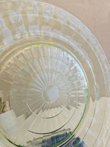 9" Green Uranium Depression Glass Plate #MM