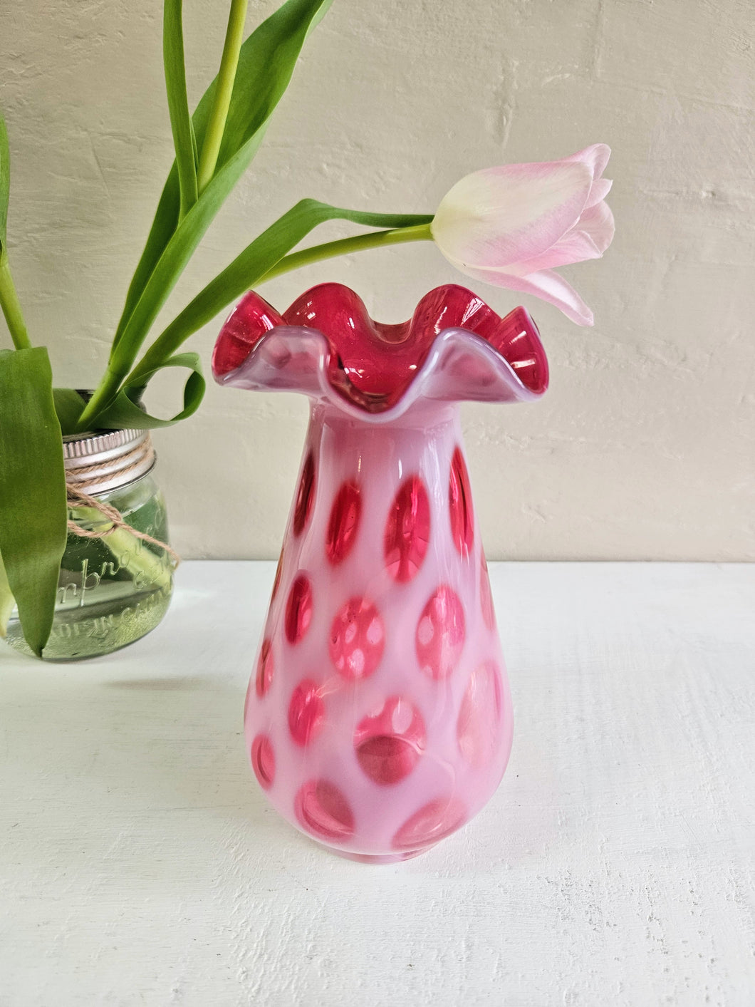 Fenton Coin Dot Ruffled Vase 2508
