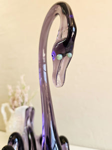 Amethyst Glass Swan Dish  #019