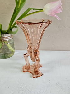 Czech Art Deco Pink Glass Rocket Vase 42403