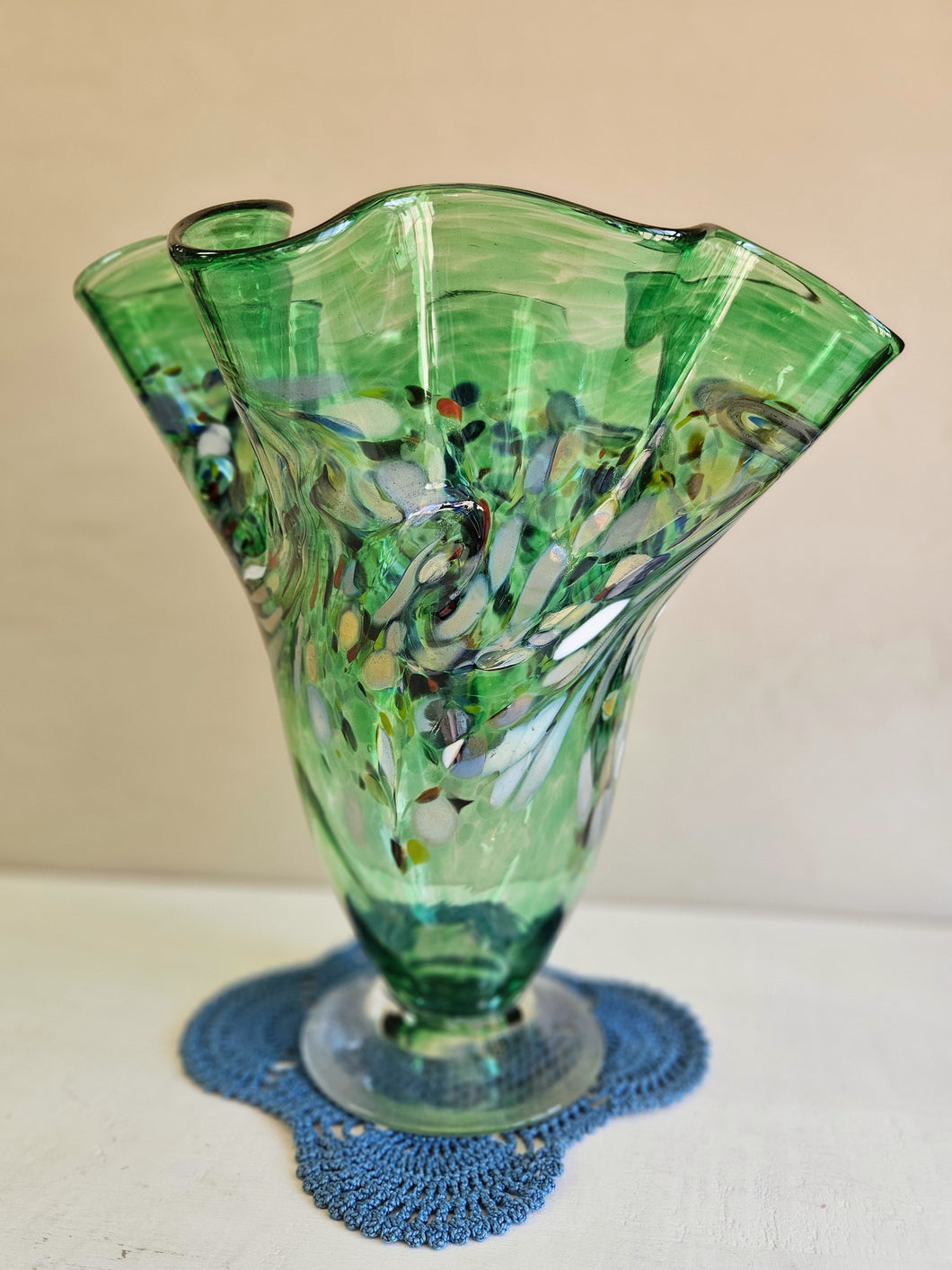 Green Glass Handkerchief Vase #42505