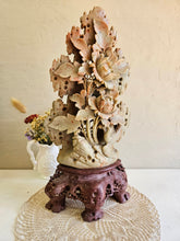 Load image into Gallery viewer, Chinese Hand Carved Soapstone Floral Sculpture w/ Stand #026
