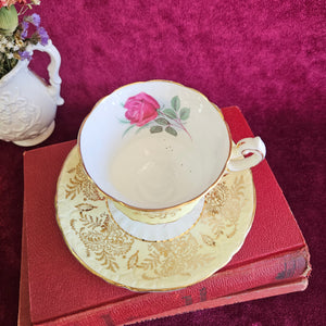 Paragon Deep Red Rose with Yellow & Gold Cup & Saucer 028