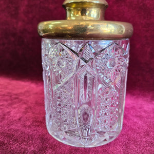 Antique Cut Glass Jar with Brass Lid 020