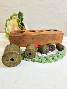 Brass Weights Set of 5 in Wooden Box 946