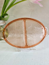 Load image into Gallery viewer, Jeannette Glass Floral Poinsettia Pink Depression Glass 2 Part Condiment Dish 24 35

