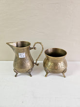 Load image into Gallery viewer, Vintage Brass Creamer and Sugar Set
