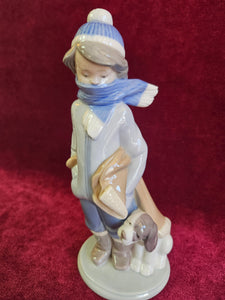 Lladro Winter Boy with Dog Figurine 42306