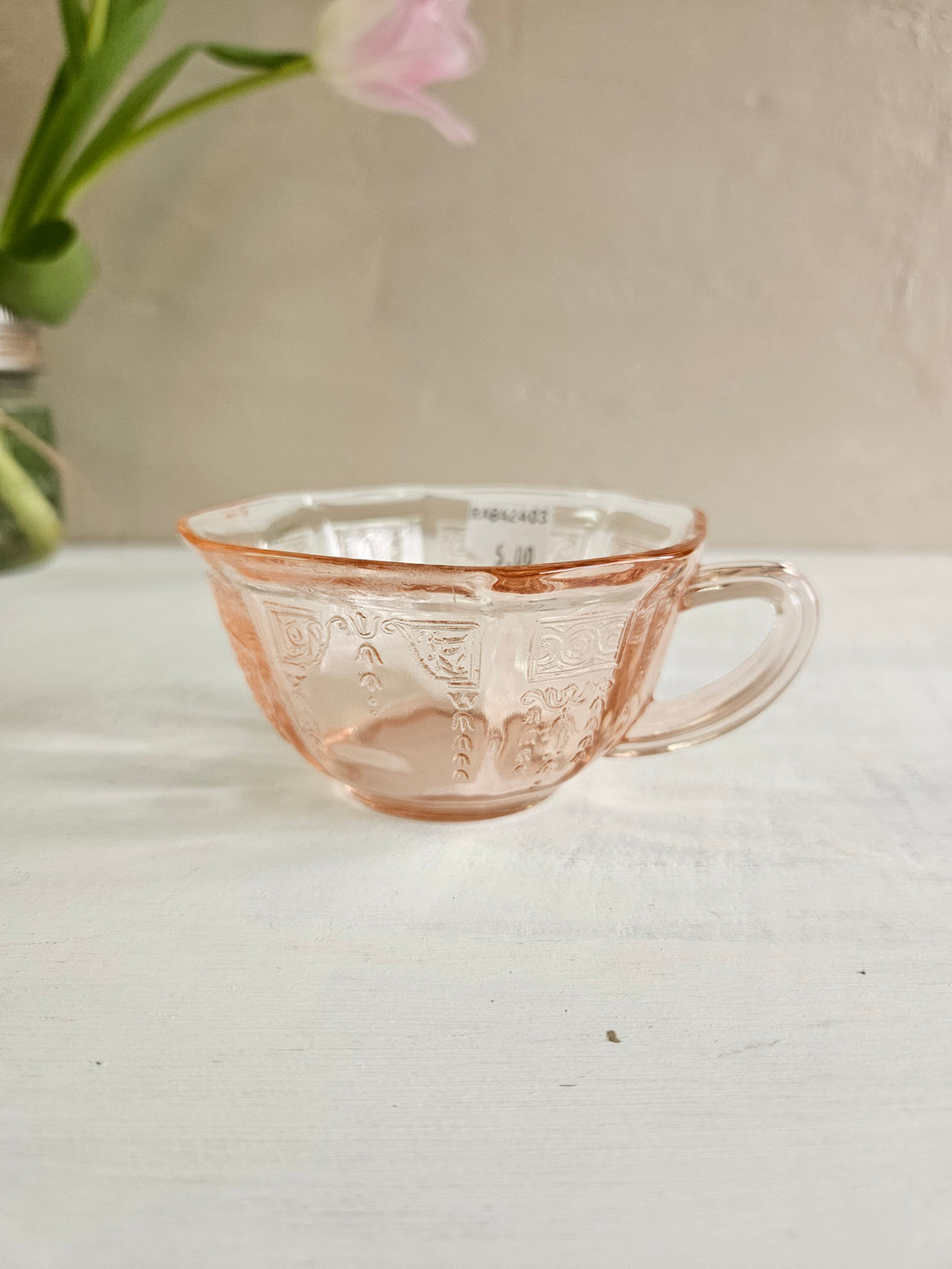 Pink Depression Glass Cup with Handle 42403