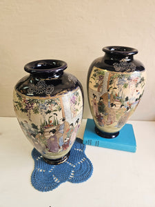 Hard to Find Pair of Antique Satsuma Vases 42506