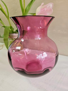 Cranberry Glass Ball Vase 24 19