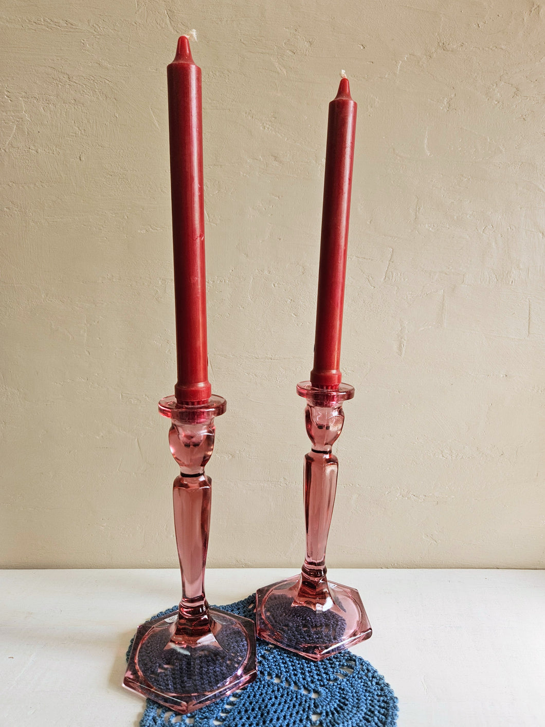 Cranberry Fenton Taper Candlestick Holders #42505