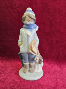 Lladro Winter Boy with Dog Figurine 42306