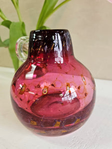 Cranberry Art Vase with Glass Handle 24 33