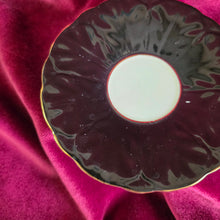 Load image into Gallery viewer, Aynsley Black and Gold Teacup and Saucer Bone China #001
