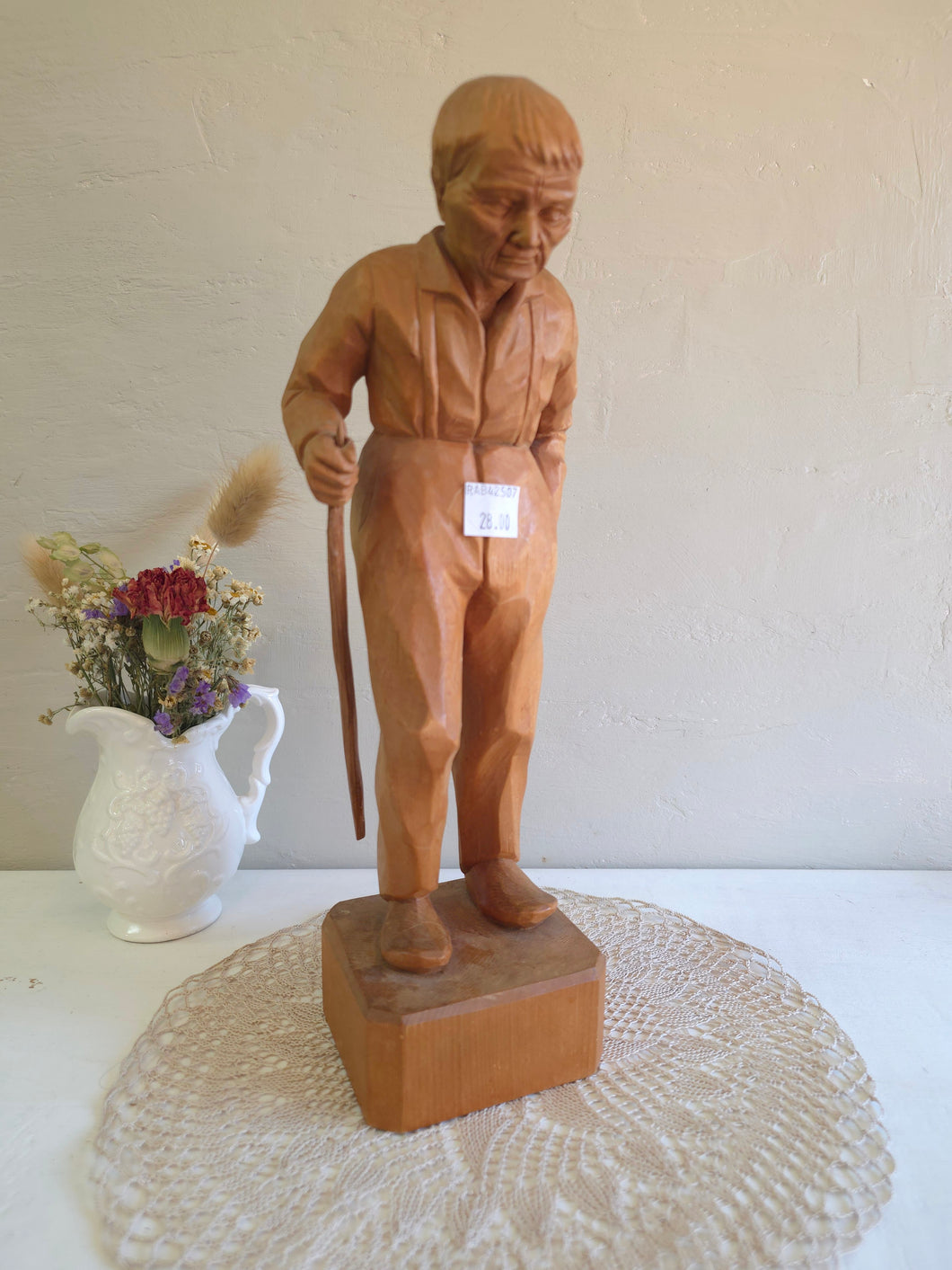 Carved Wood Statue of Old Man 42507
