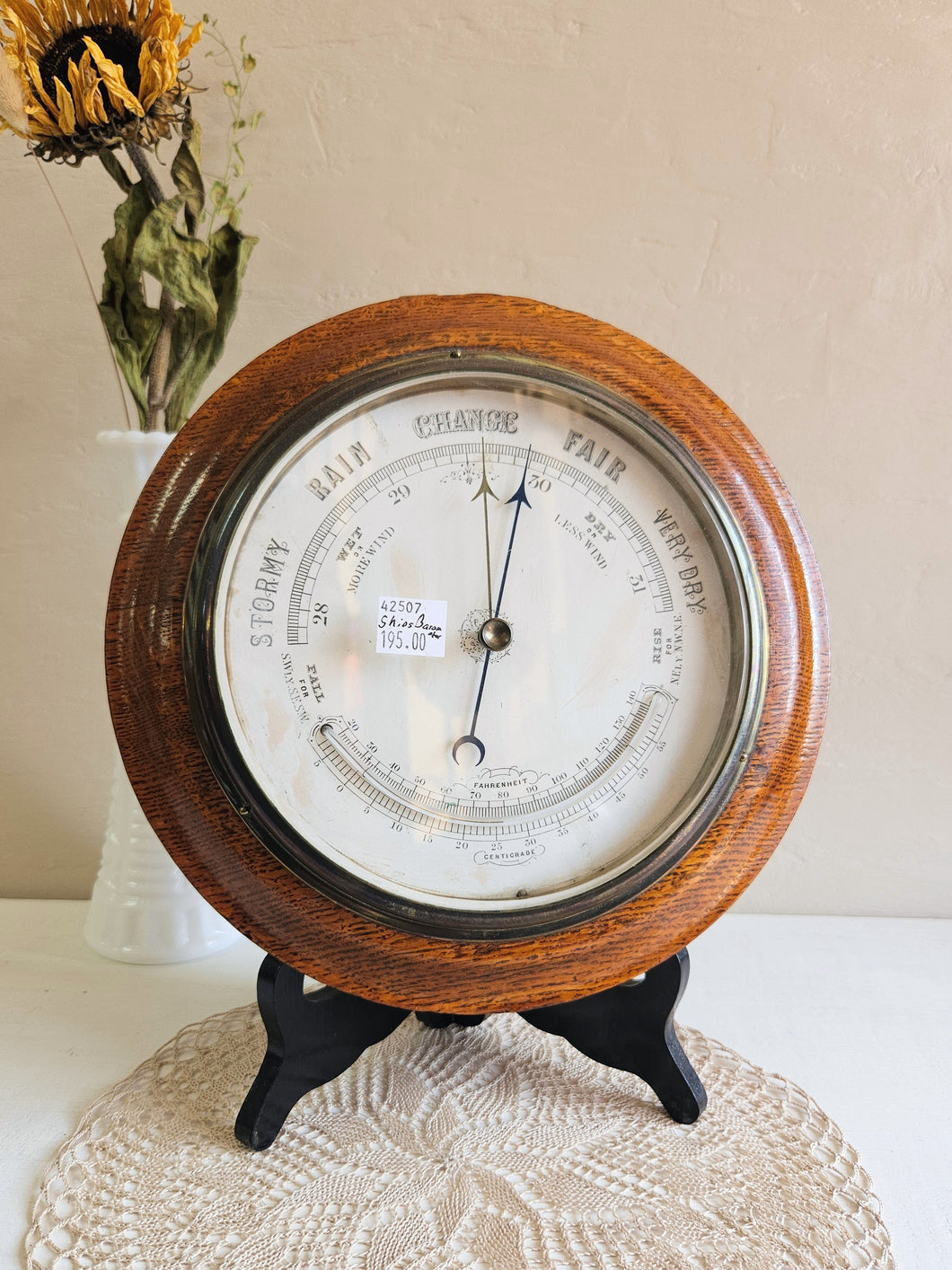Wooden Oak Ship Barometer #42507
