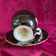 Load image into Gallery viewer, Aynsley Black and Gold Teacup and Saucer Bone China #001

