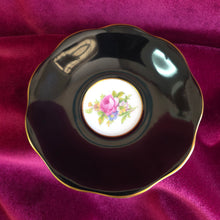 Load image into Gallery viewer, Foley Black with Floral Design Cup and Saucer 025
