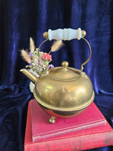 Load image into Gallery viewer, Small Brass Teapot with Milk Glass Handle  42508
