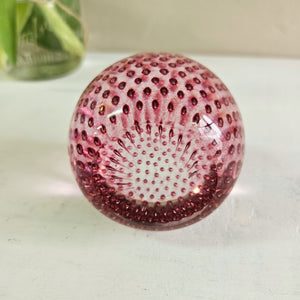 Cranberry Bubble Glass Paperweight 42107