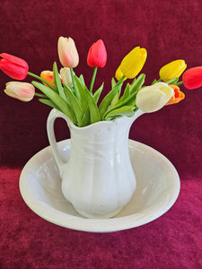 Ironstone Wheat Pattern Water Pitcher and Bowl. Jug & Bowl Set 24 49