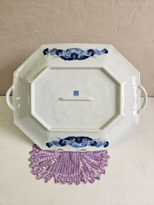 Blue & White Chinoiserie Porcelain Platter Serving Tray 24 52
