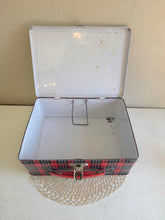 Load image into Gallery viewer, Cheny Red and Black Plaid Tin Lunch Box 42508
