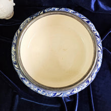 Load image into Gallery viewer, Antique Flow Blue Bowl with SilverPlate Rim 42403
