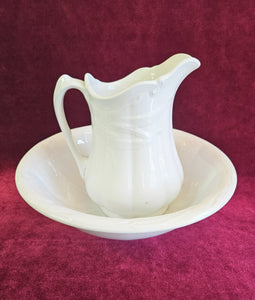 Ironstone Wheat Pattern Water Pitcher and Bowl. Jug & Bowl Set 24 49