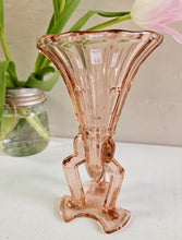 Load image into Gallery viewer, Czech Art Deco Pink Glass Rocket Vase 42403
