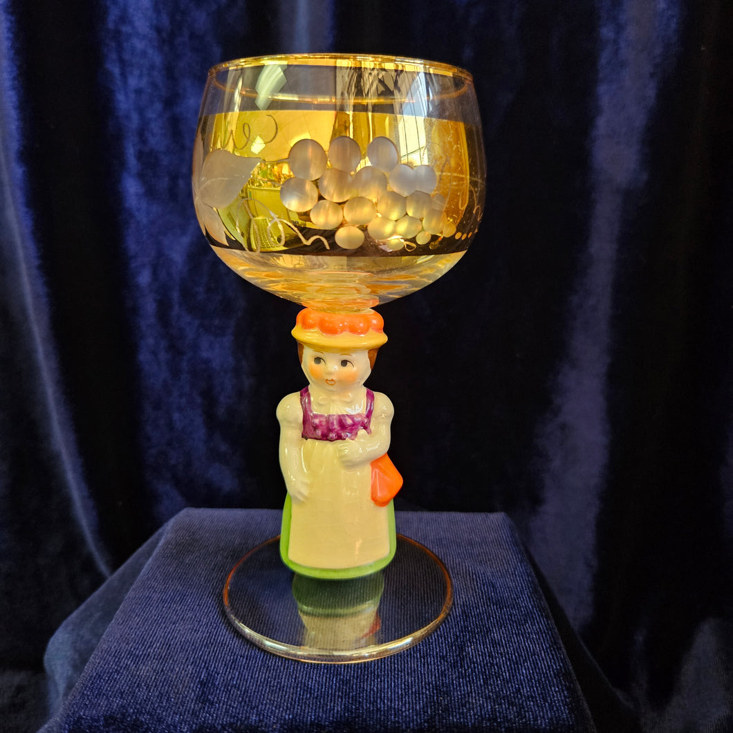 Hummel Lady with Purse Wine Glass Goblet #2530