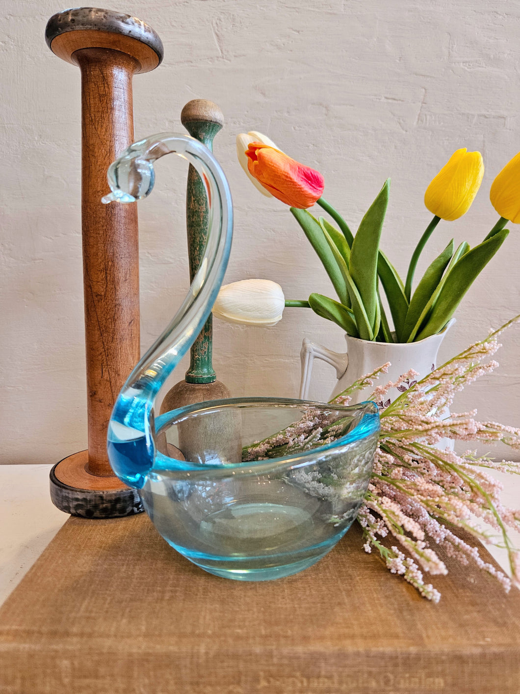 Blue Glass Swan Glass Candy Dish 42501