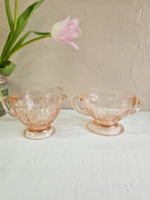 Load image into Gallery viewer, Sharon Cabbage Rose Pink Depression Glass Open Cream and Sugar Set 24 35
