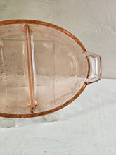 Load image into Gallery viewer, Jeannette Glass Floral Poinsettia Pink Depression Glass 2 Part Condiment Dish 24 35

