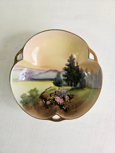 Noritake Hand-Painted Trefoil Oriental Scene Bowl 42309