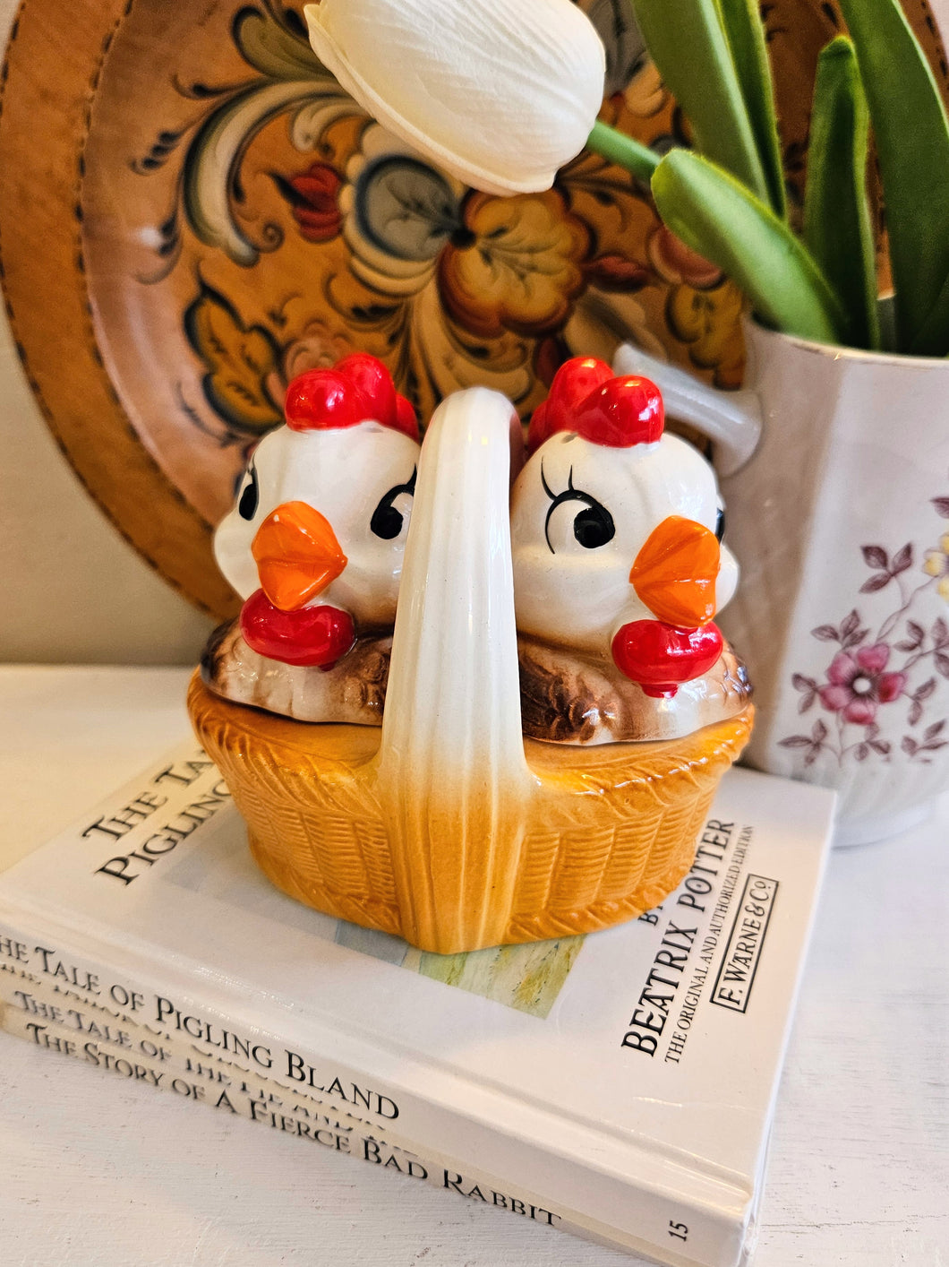 Chickens in a Basket Salt and Pepper Shakers 41407