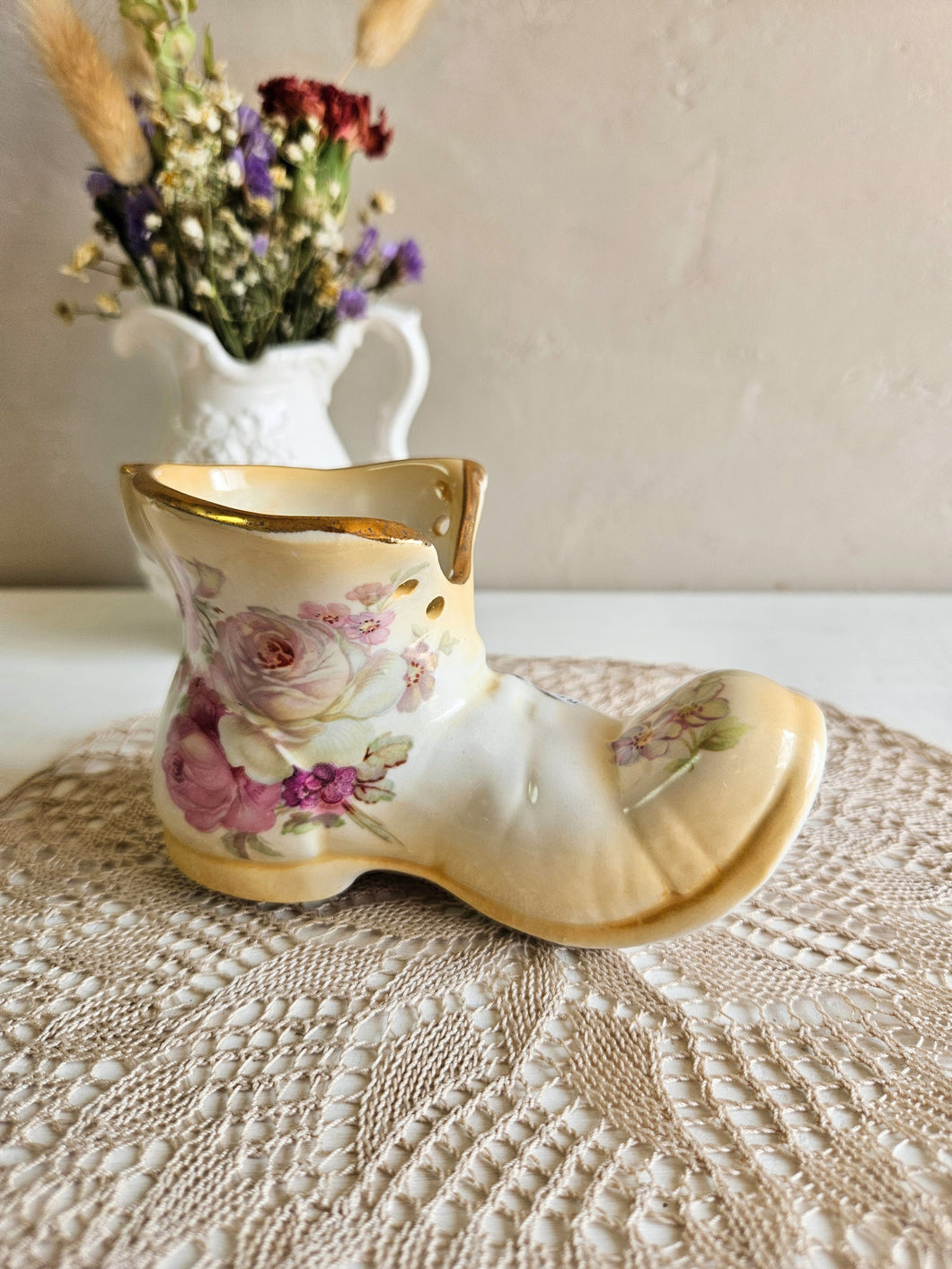 James Kent Staffordshire Old Foley Porcelain Boot Planter #42401