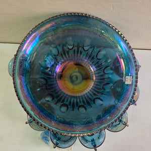 Blue Carnival Indiana Glass Punch Bowl Set 42207