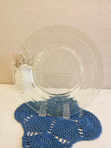 9" Green Uranium Depression Glass Plate #MM